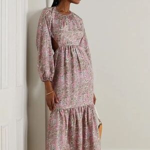 Hannah Artwear Carmen open-back tiered floral-print silk midi dress